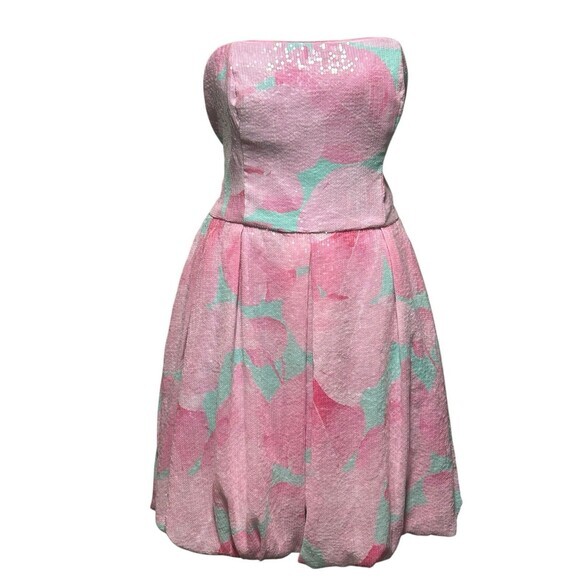 Hutch Mini Dress‎ 12 Pink Blue Pastel Polly Sequin Side Zip Drawstring  Bubble - Picture 1 of 9
